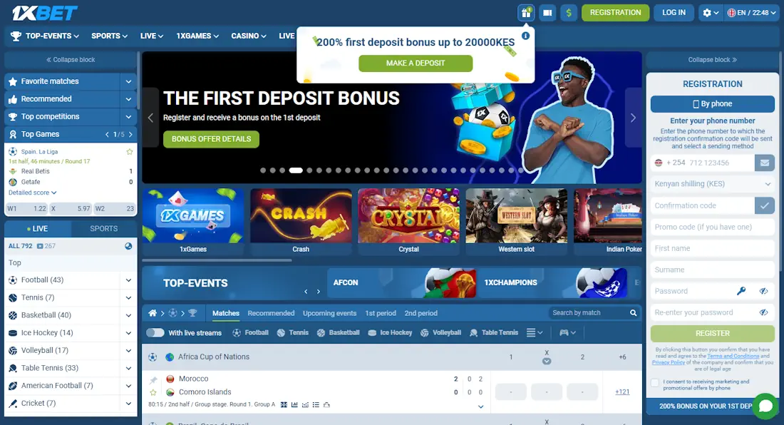 1xBet Sportsbook and Casino Screenshot